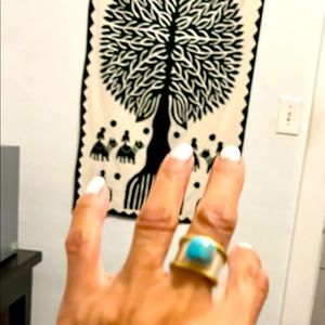 Ring plated gold/silver-  nice turquoise  gold that matches the band perfectly